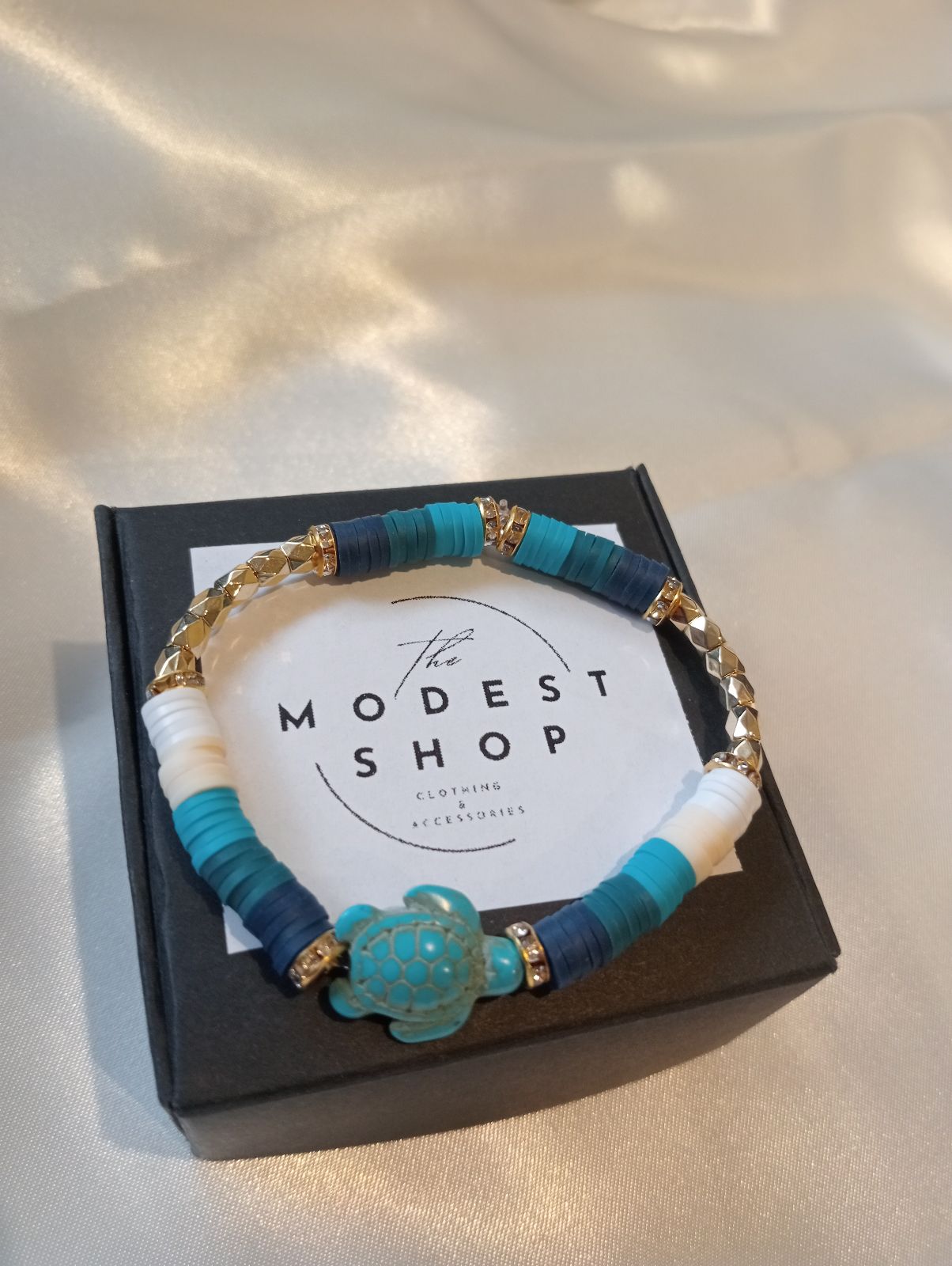 Blue Turtle Charm Bracelet