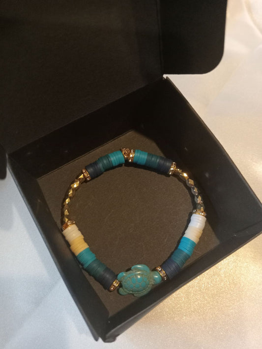 Blue Turtle Charm Bracelet