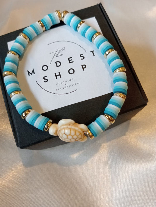 White Turtle Charm Bracelet